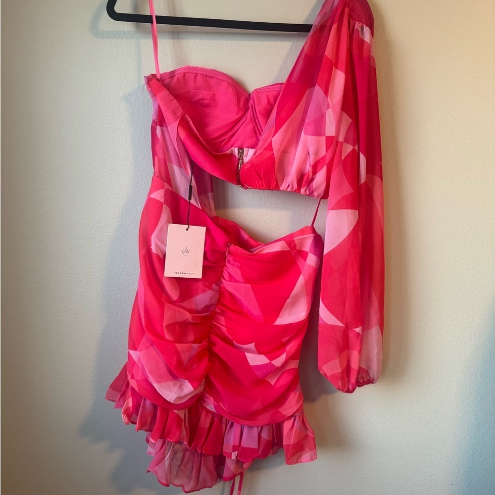 Hello Molly Pink Abstract Cutout Dress - Picture 5 of 7